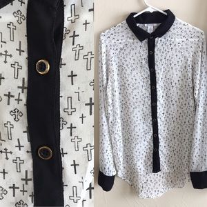 Gothic Crosses sheer blouse